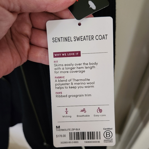 Beautiful new Athleta sweater coat. Black, size Medium. - Picture 9 of 10